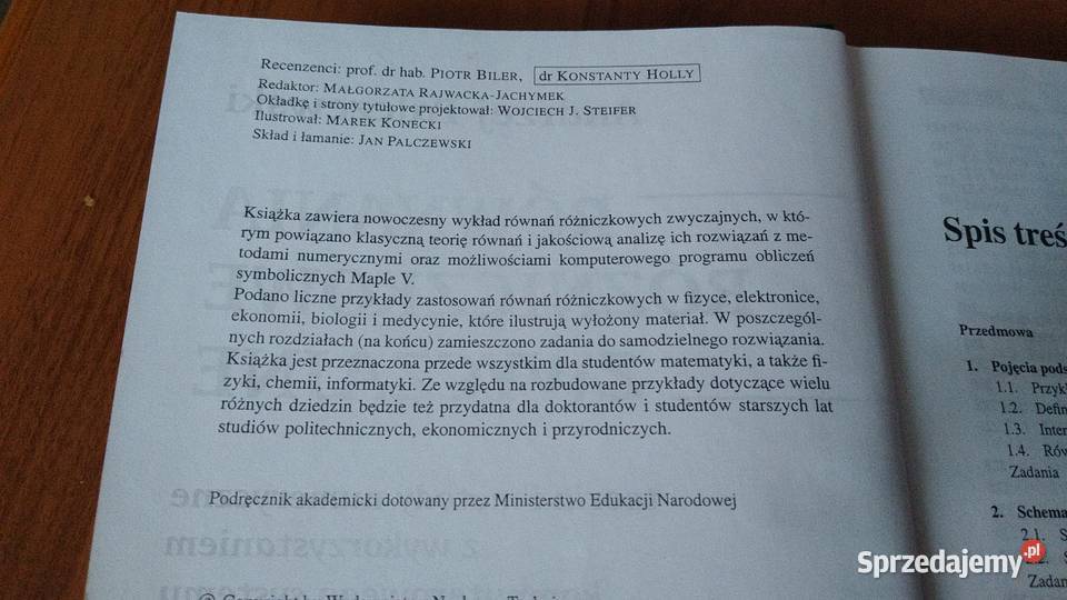 Równania różniczkowe zwyczajne teoria i metody Rok wydania 1999 pomorskie Gdańsk