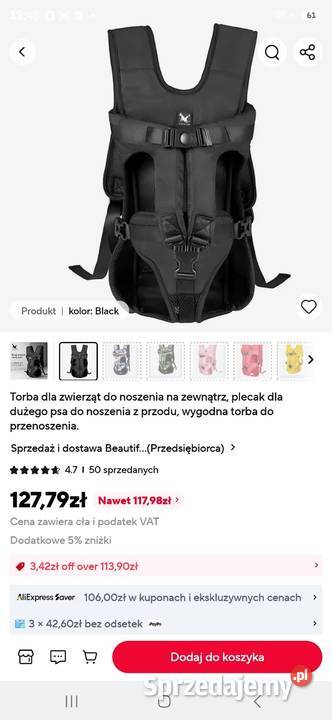 Nosidełko psa Łomża