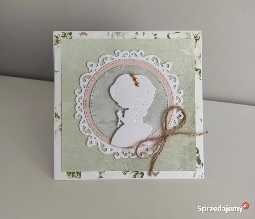 Kartka ręcznie robiona Komunia Święta