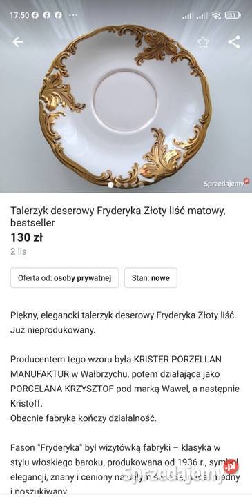 Fason Fryderykazłoty miętowy liść Krzysztof Pabianice sprzedam
