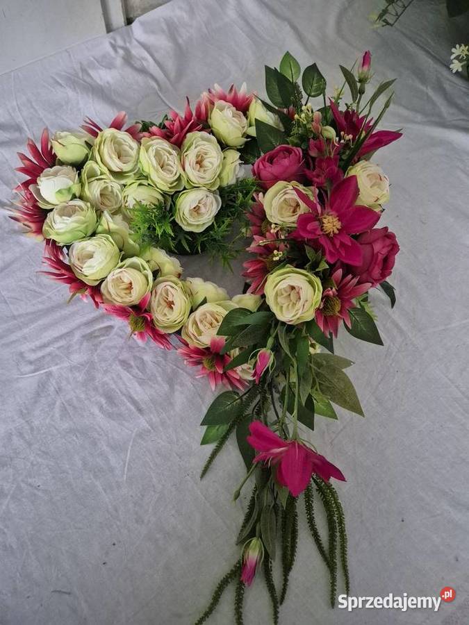 Dekoracja nagrobna stroik kompozycja Serce Pleszew sprzedam