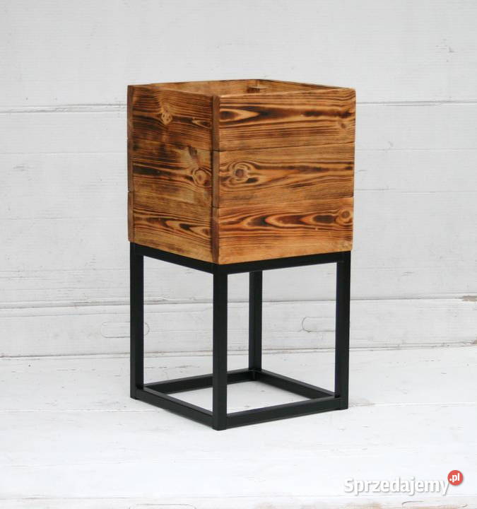 donica doniczka kwietnik Loft lite drewno metal Mielec