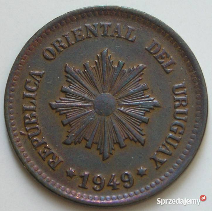 Urugwaj 2 centesimos 1949 Numizmatyka Łódź
