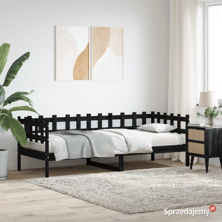 Łóżko dzienne czarne lite drewno sosnowe 80x200 Warszawa