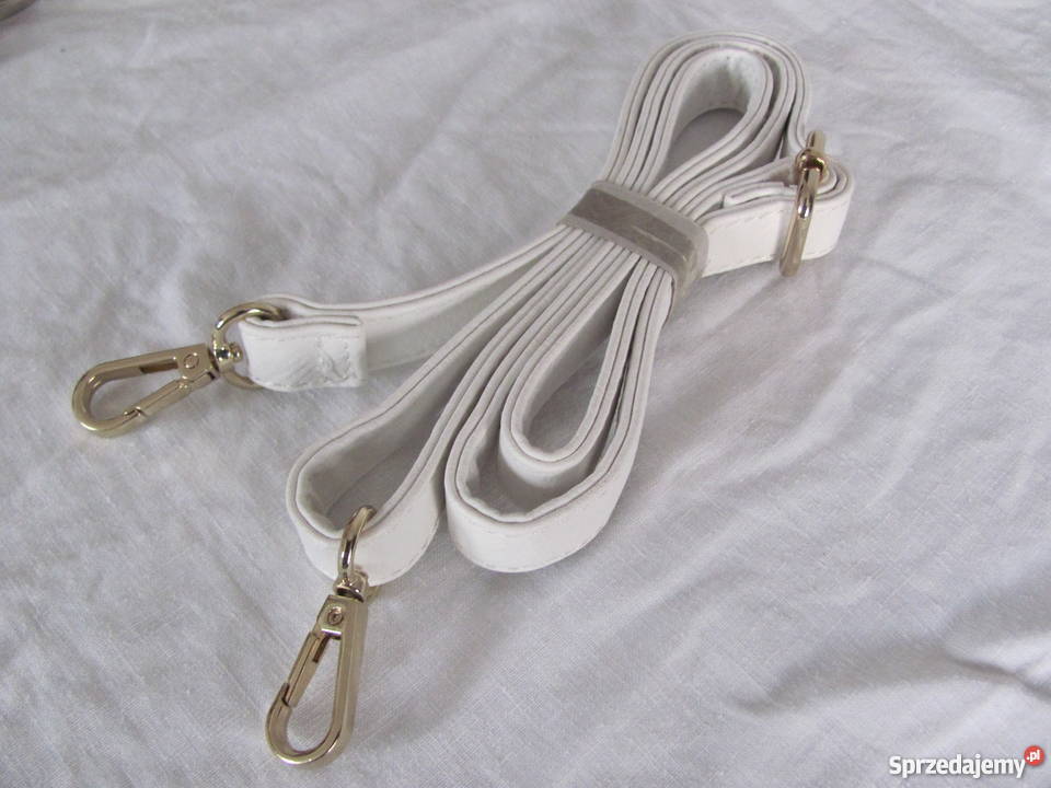 pasek biały złote karabińczyki Moda i Styl Zamość