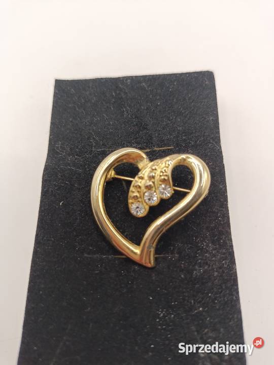 BIŻUTERIA BROSZKA PIĘKNA SERCE KOLORU ZŁOTEGO Zamość sprzedam