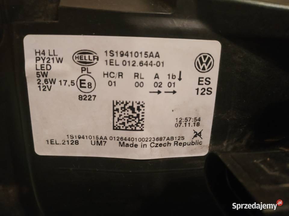 Reflektor lampa lewa Volkswagen Up 1S1941015AA Warszawa