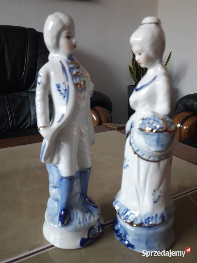 Para dworzan porcelana sygnowana komplet