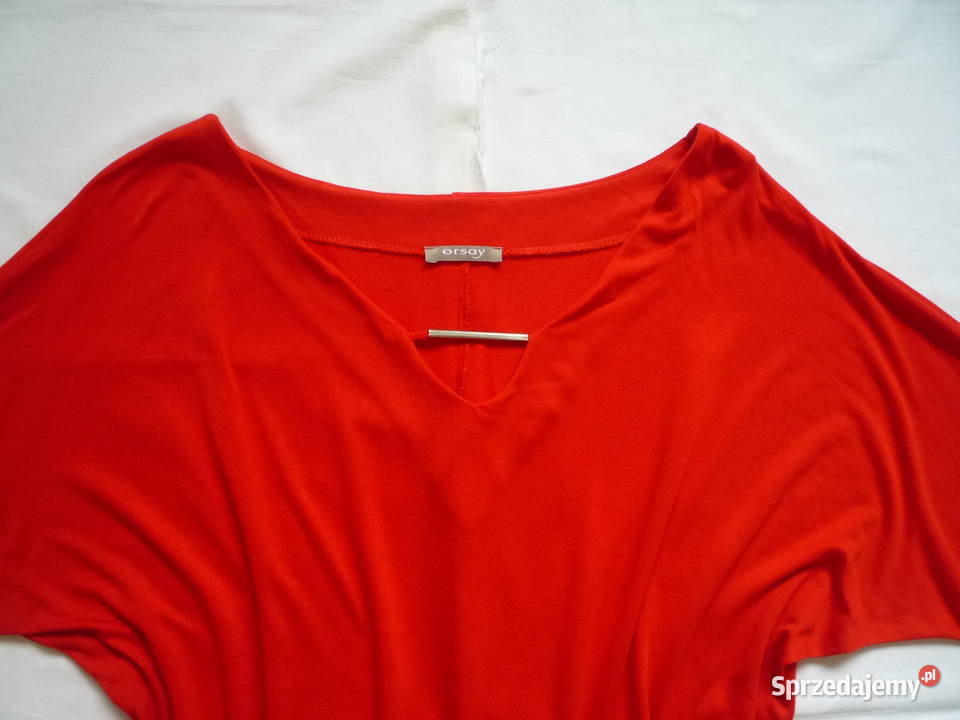 Orsay 42XL Czerwona bluzka nietoperz Bez wzoru Moda i Styl Szczecin