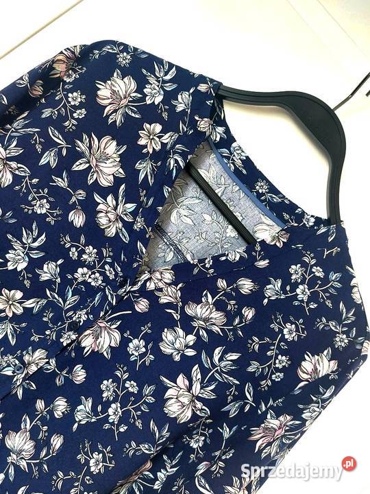 Bluzka koszula granatowa kwiaty S 36 Reserved Moda i Styl mazowieckie Warszawa