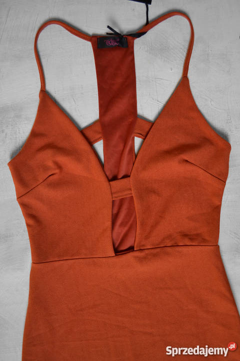ruda sukienka z rozcięciami S Edge clothing midi Warszawa