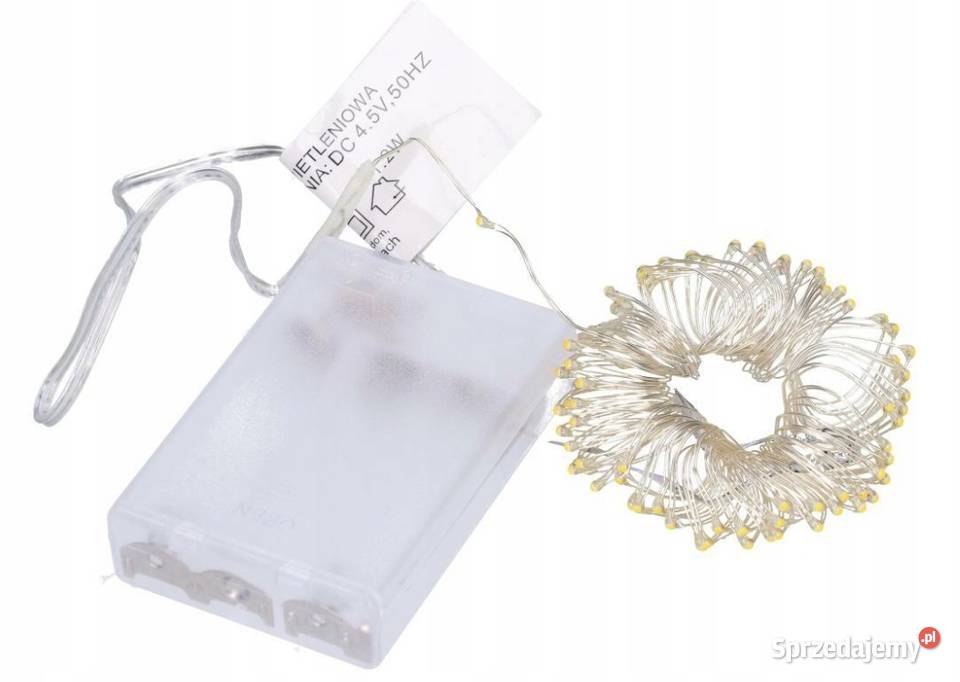 LAMPKI DRUCIKI 50 LED BATERIE BIAŁE ŚWIATŁO biały
