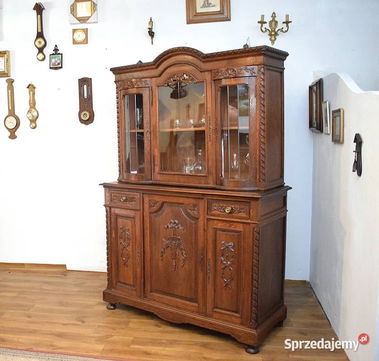 Zgrabny dębowy kredens stary bufet komoda Świdnica