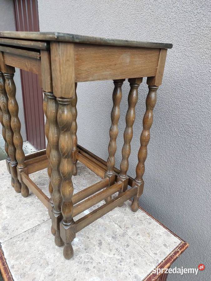 Małe podręczne stoliki dębowe trojaki zestaw 3 Tczew sprzedam