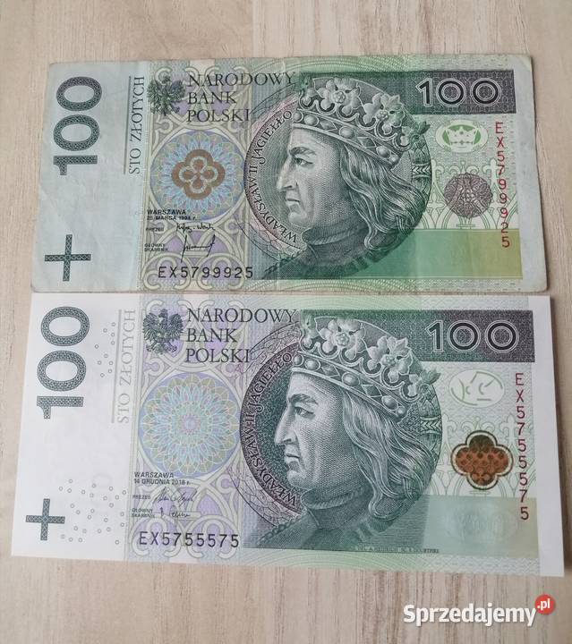 Banknot 100 ZŁOTY RADAR przesunięcie druku 7777 Antyki, Sztuka, Kolekcje