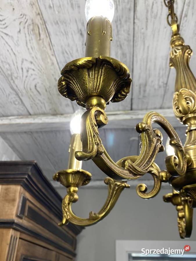 Francuski antyczny Żyrandol 20 mosiądz