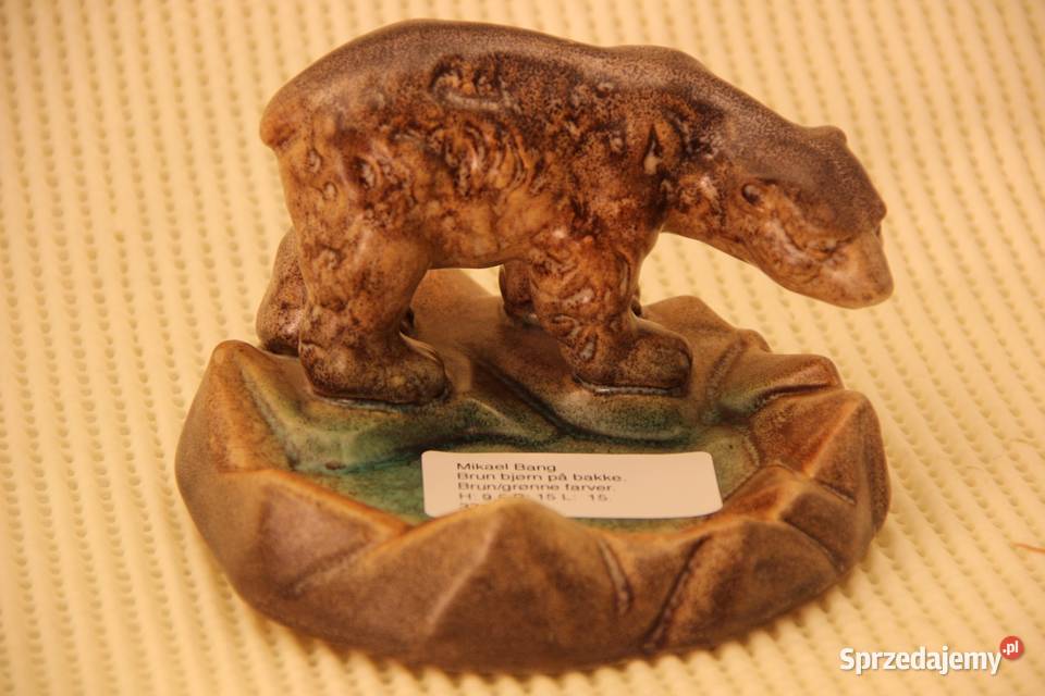 Bjrn Michael Bang Denmark Figurka niedźwiedzia Porcelana i szkło Gdańsk