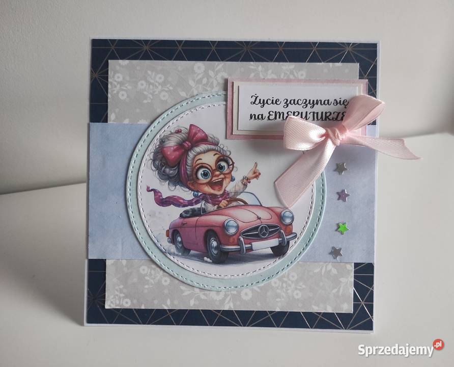 Kartka ręcznie robiona na odejście na emeryturę Rękodzieło Łódź