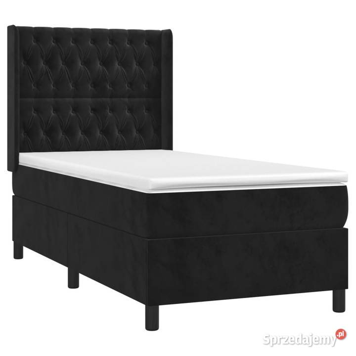 Łóżko z Materacem Kontynentalne Czarne Aksamit 128cm sprzedam