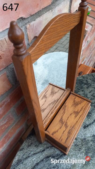 Lustro w drewnianej ramie ze szkatułką schowkiem Gawroniec sprzedam