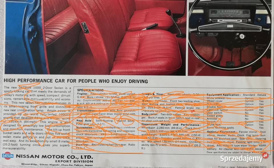 Folder reklamowy Datsun 1000 Wronki