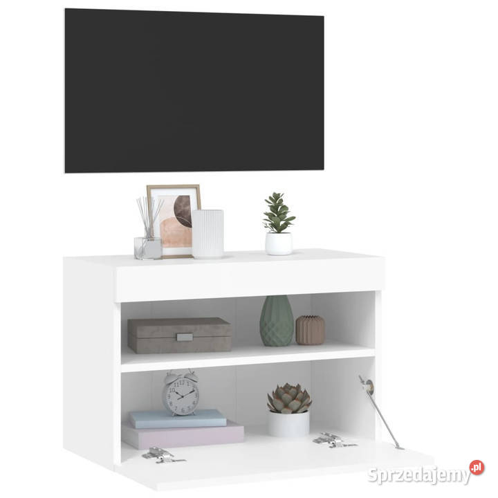 Ścienna szafka TV z LED biała 60x30x40 WM837183 Warszawa