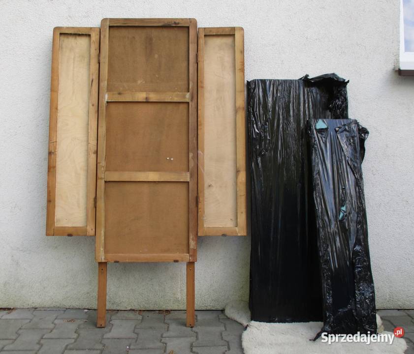 Stara Drewniana Obudowa Lustra Tryptyk PRL Nieporęt