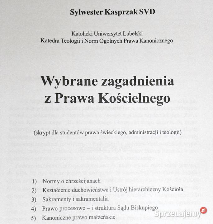 Wybrane zagadnienia z Prawa Kościelnego S lubelskie Chełm