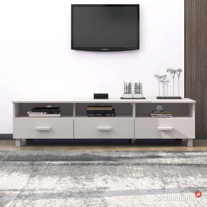 Szafka pod TV HAMAR biała 158x40x40 lite drewno Warszawa