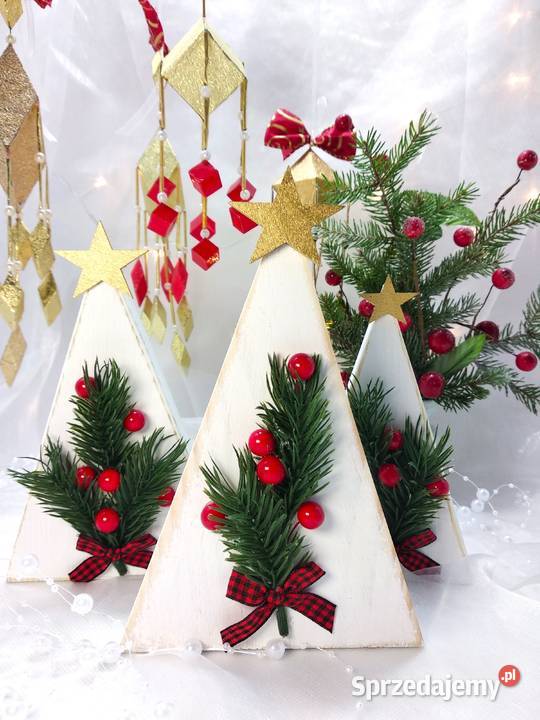 Ręcznie robione choinki z drewna dekoracja Boże Narodzenie
