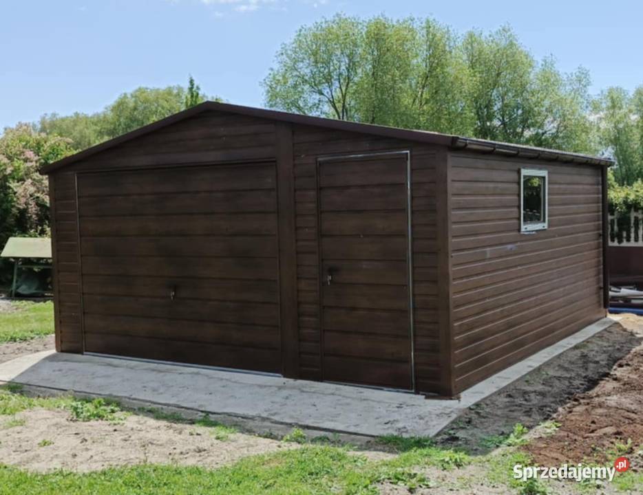 Garaż Blaszany dwuspadowy 5x5 Ciemny Orzech świętokrzyskie Końskie
