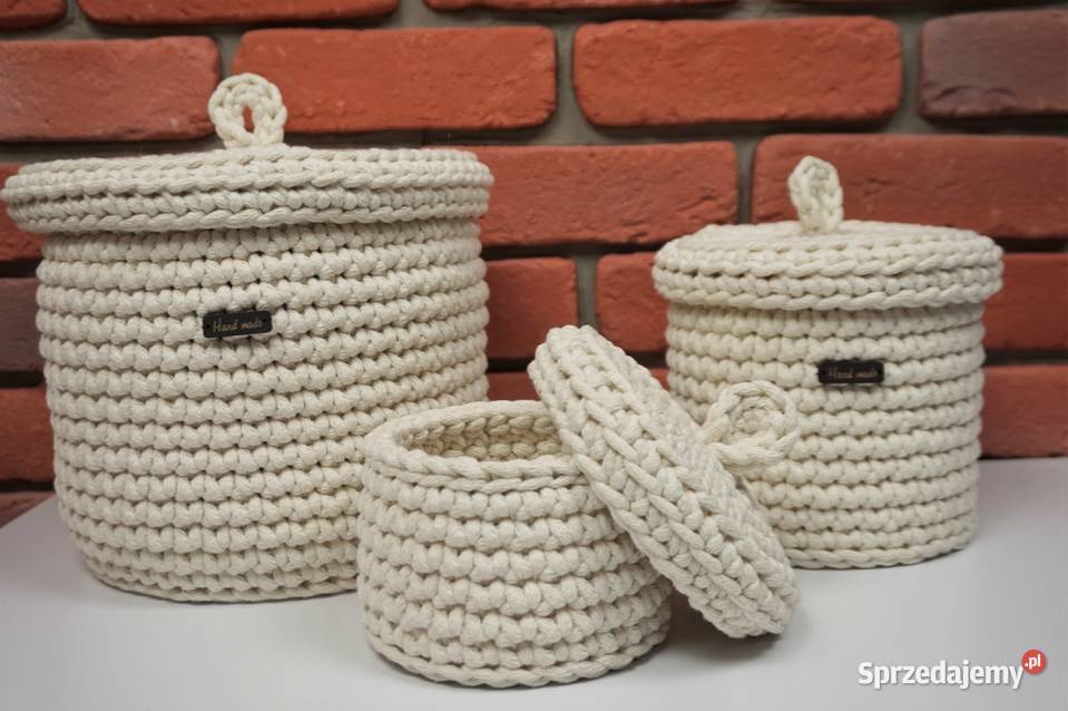 Komplet koszyków pokrywki polskie rękodzieło lubelskie Józefów