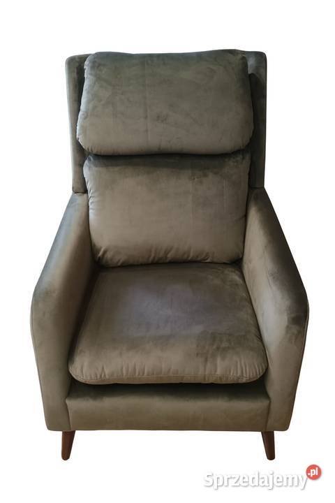 Nowy Relaksacyjny welurowy szary fotel do salonu łódzkie Wodzierady