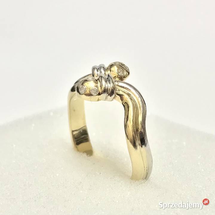 Złoty PIERŚCIONEK 14K żółte i BIAŁE złoto sprzedam