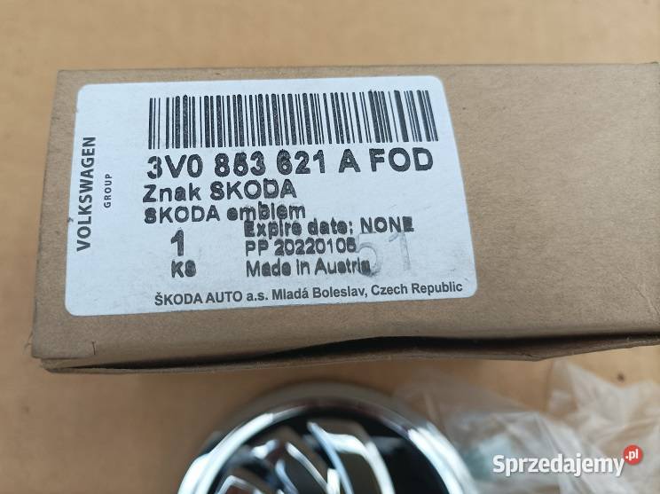 SKODA emblemat logo nowe org 3V0853621AFOD sprzedam