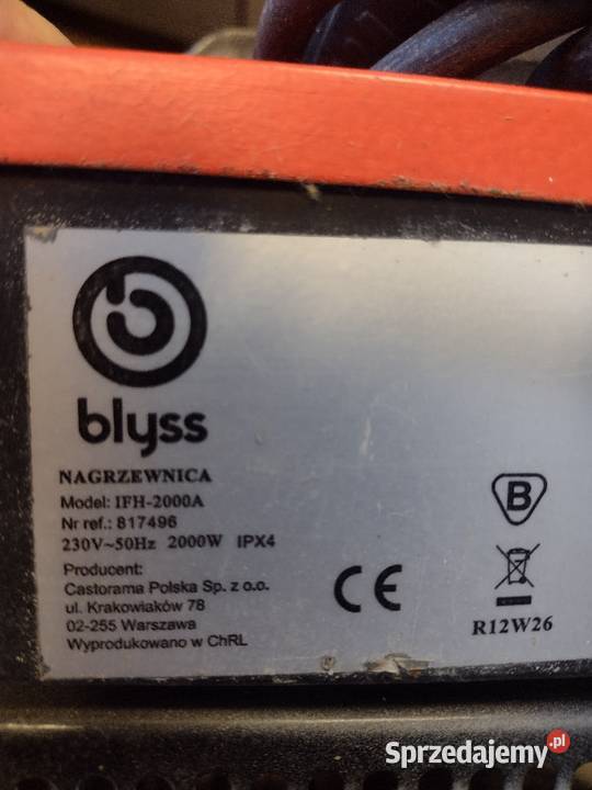Nagrzewnica BLYSS IFH2000AV 2KW zachodniopomorskie Stargard sprzedam