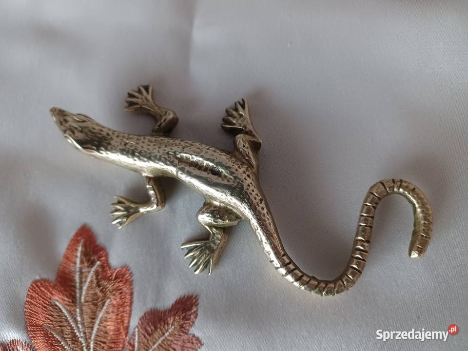 Piękna figurka jaszczurki Mosiądz Kolekcja Poznań
