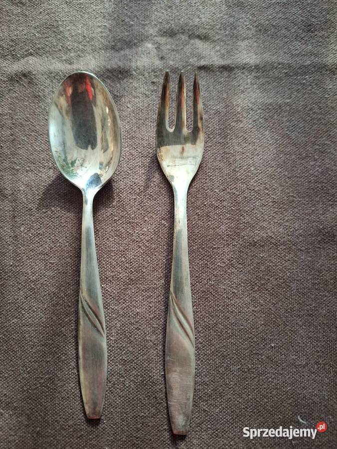Stare posrebrzane sztućce deserowe Sochocin