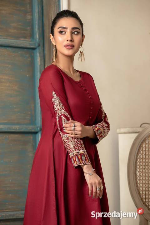 Orientalna tunika sukienka czerwona S 36 bawełna Szczecin