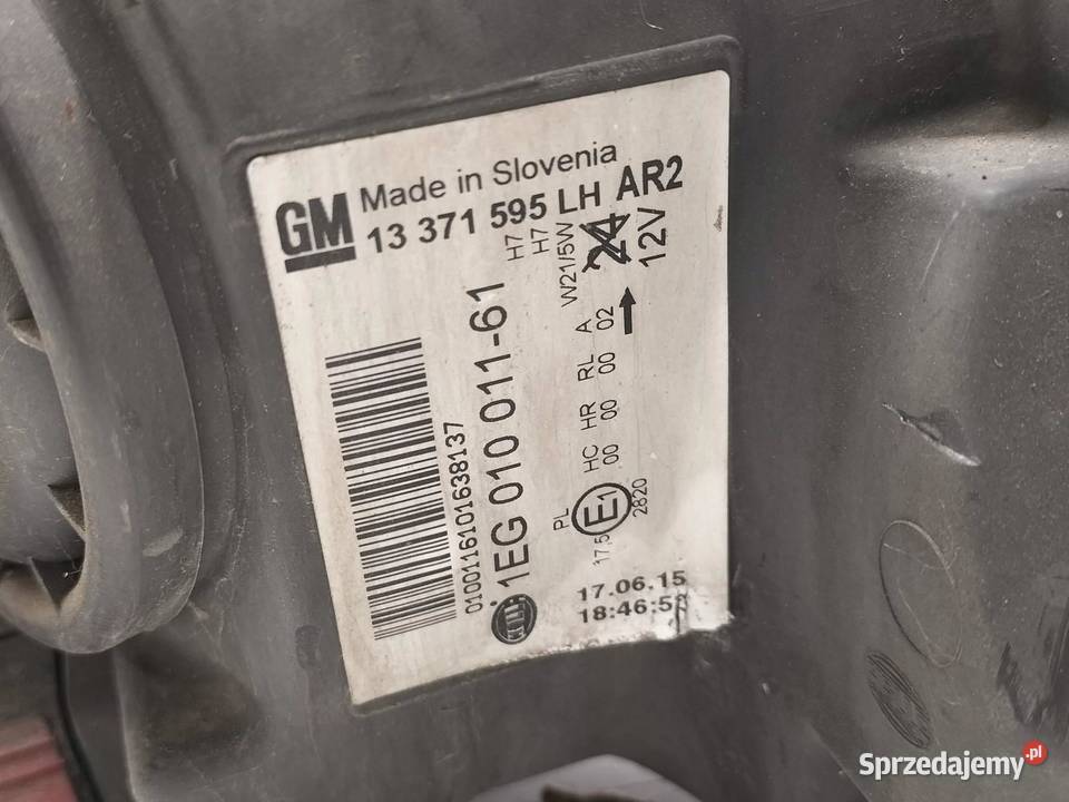 LAMPA PRZÓD LEWA EU LIFT 13371595LH Opel Astra Lampy przednie sprzedam