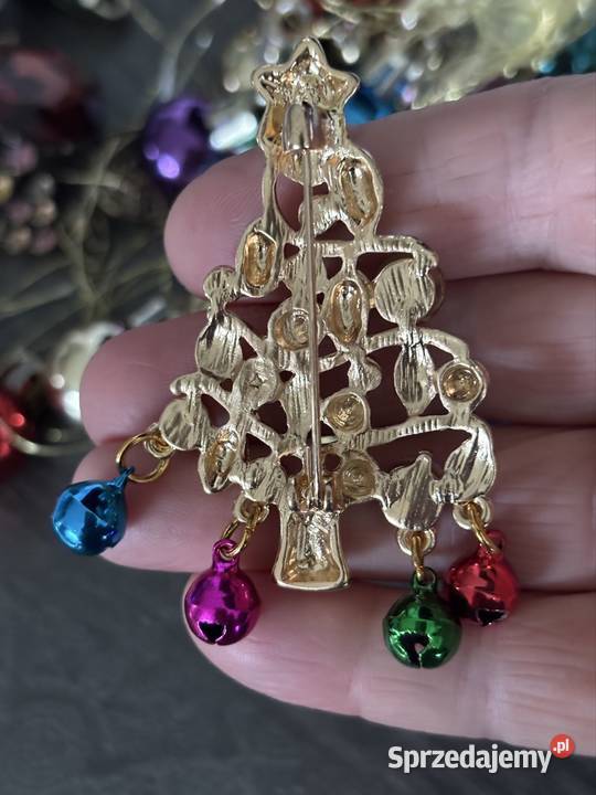 Broszka choinka świąteczna ruchome bombki Biżuteria Kraków sprzedam