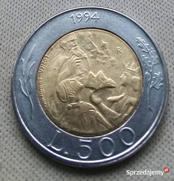 SAN MARINO500 LIRÓW1994 r BIMETAL Numizmatyka mazowieckie Legionowo