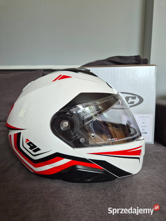 Kask szczękowy HJC i91 Tricus biały czerwony Pozostałe Tarnów