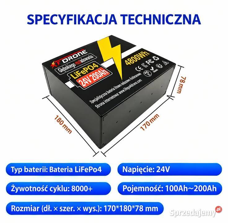NOWY Akumulator 24V 200Ah LiFePO4 z wbudowanym Nowy Korczyn