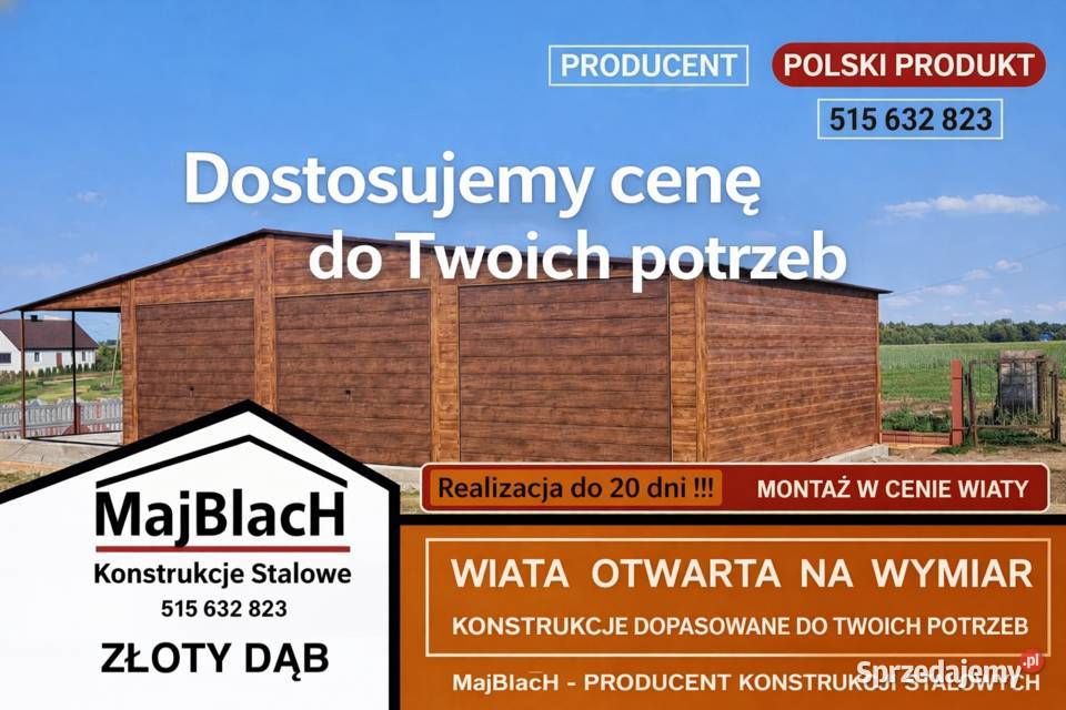 Brązowy Garaż Blaszany Dwuspadowy Złoty Dąb Sprzedaż Słupsk