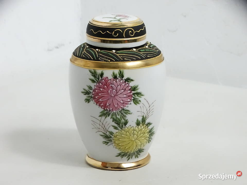 Japońska puszka pojemnik na herbatę Porcelana z Biłgoraj
