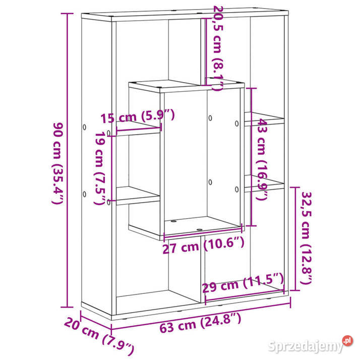 Regał biały 63x20x90 materiał drewnopochodny Regały sprzedam