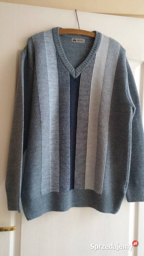 Piękny duży męski sweter XL2XL wełna z acrylem Rozmiar XXL Sosnowiec
