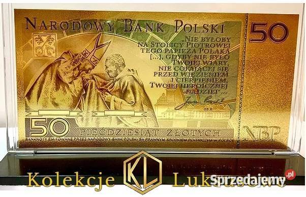 NOWY ZŁOTO Banknot Jan Paweł II Certyfikat Sosnowiec