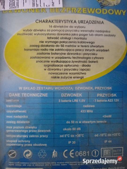 Dzwonek bezprzewodowy RL3920 Olkusz